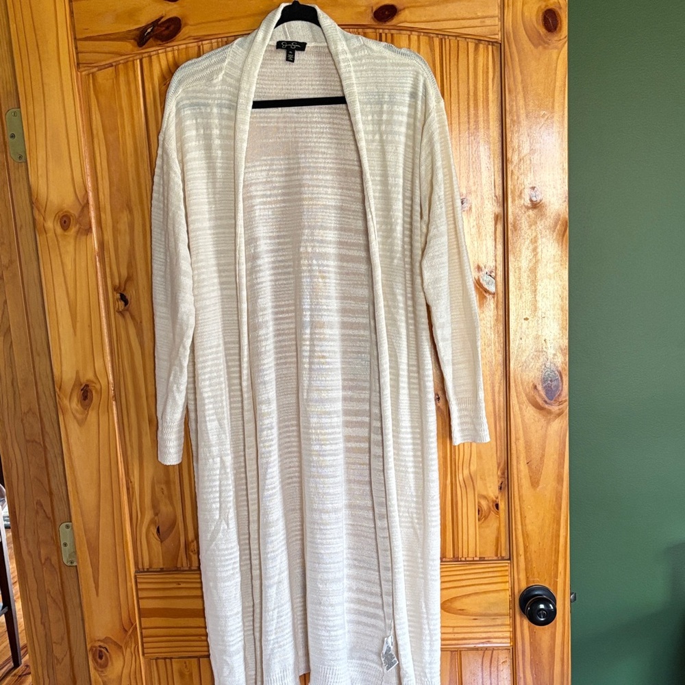Jessica Simpson Cream Open-Front Cardigan